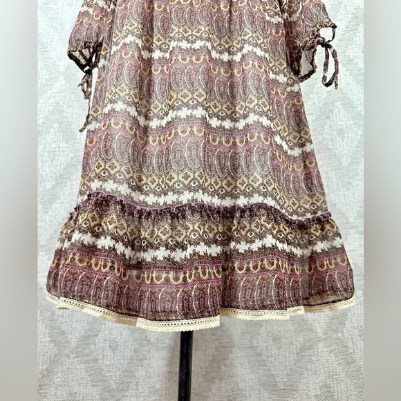 olive des olive 3/4 sleeve paisley boho dress size M - Picture 4 of 13